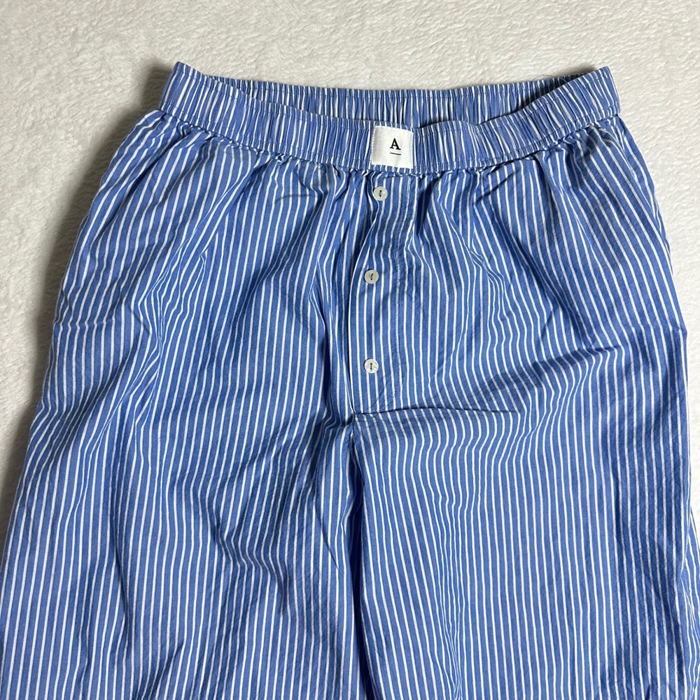 Anthropologie Mens Blue White Striped Pajama Lounge Pants Relaxed Fit Large - Picture 3 of 10